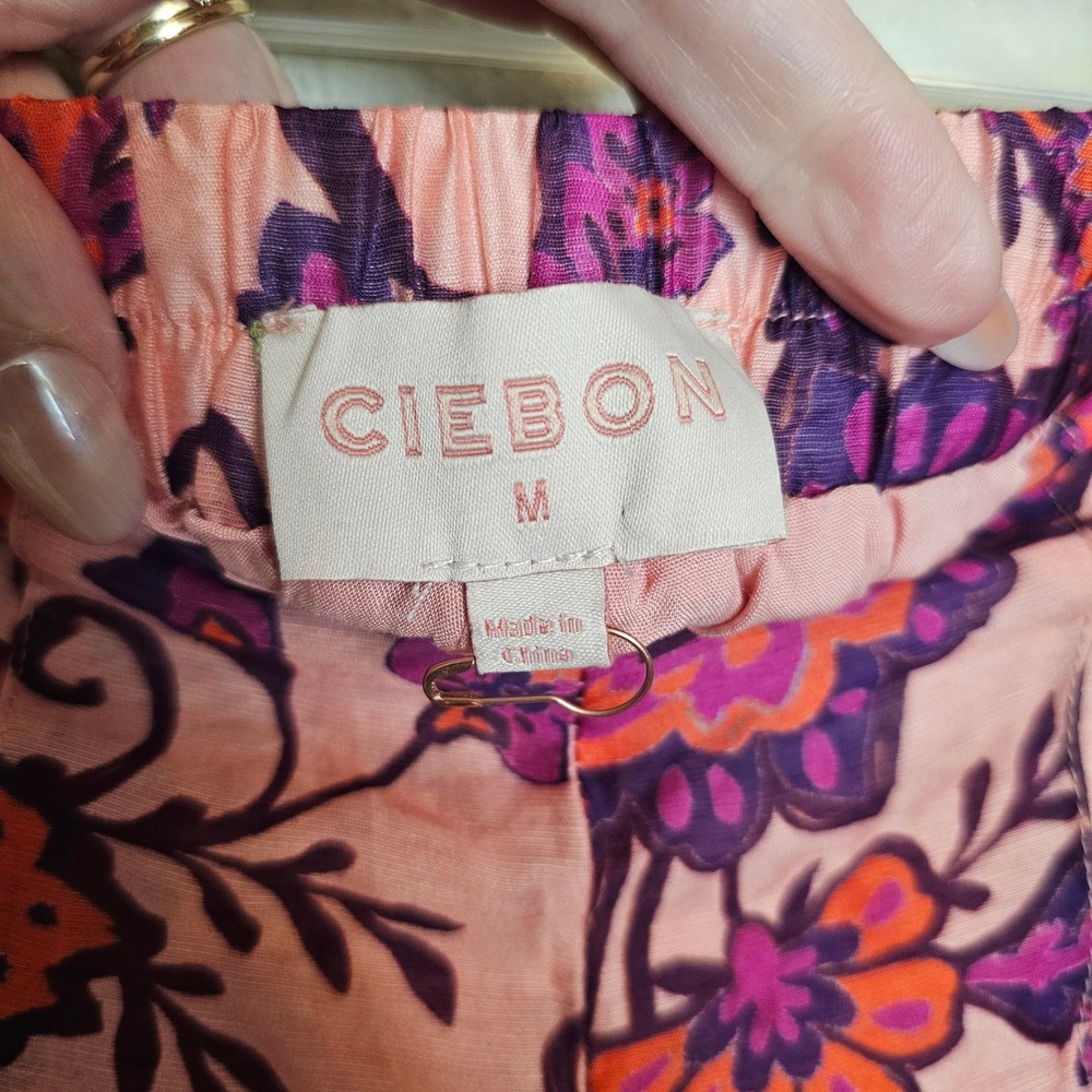 NWOT Ciebon Floral Paisley Lace Up‎ Shorts Pink Purple Summer Medium - Picture 9 of 11